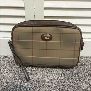 Burberry Brown Plaid Wristlet Clutch